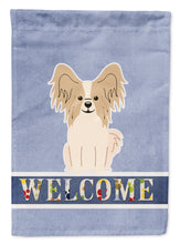 Load image into Gallery viewer, Papillon Sable White Welcome Garden Flag - Outdoor Decorative Yard Flag BB5658GF