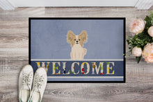 Load image into Gallery viewer, Papillon Sable White Welcome Doormat - 18x27 Decorative Floor Mat – Indoor/Outdoor Rug with Artistic Flair BB5658MAT