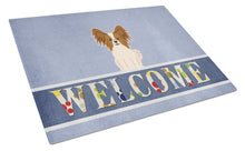 Load image into Gallery viewer, Papillon Red White Welcome Glass Cutting Boards – Durable, Decorative Kitchen Art Large BB5659LCB