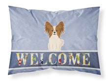Load image into Gallery viewer, Papillon Red White Welcome Fabric Standard Pillowcase – Artistic Decorative Front, White Back BB5659PILLOWCASE