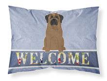 Load image into Gallery viewer, Bullmastiff Welcome Fabric Standard Pillowcase – Artistic Decorative Front, White Back BB5665PILLOWCASE