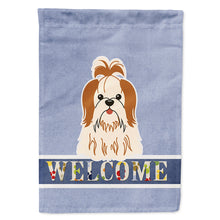 Load image into Gallery viewer, Shih Tzu Red White Welcome Flag Canvas House Size BB5668CHF