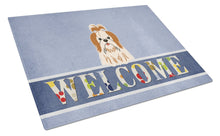 Load image into Gallery viewer, Shih Tzu Red White Welcome Glass Cutting Boards – Durable, Decorative Kitchen Art Large BB5668LCB