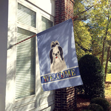 Load image into Gallery viewer, Shih Tzu Black White Welcome Flag Canvas House Size BB5669CHF