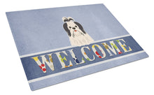 Load image into Gallery viewer, Shih Tzu Black White Welcome Glass Cutting Boards – Durable, Decorative Kitchen Art Large BB5669LCB