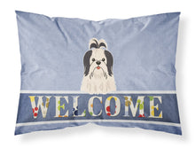 Load image into Gallery viewer, Shih Tzu Black White Welcome Fabric Standard Pillowcase – Artistic Decorative Front, White Back BB5669PILLOWCASE