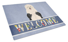 Load image into Gallery viewer, Old English Sheepdog Welcome Glass Cutting Boards – Durable, Decorative Kitchen Art Large BB5677LCB