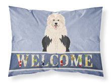 Load image into Gallery viewer, Old English Sheepdog Welcome Fabric Standard Pillowcase – Artistic Decorative Front, White Back BB5677PILLOWCASE