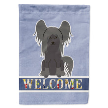 Load image into Gallery viewer, Chinese Crested Black Welcome Flag Canvas House Size BB5693CHF