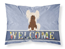 Load image into Gallery viewer, Chinese Crested Cream Welcome Fabric Standard Pillowcase – Artistic Decorative Front, White Back BB5694PILLOWCASE