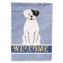 Load image into Gallery viewer, White Boxer Cooper Welcome Flag Canvas House Size BB5695CHF