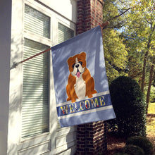 Load image into Gallery viewer, English Bulldog Red White Welcome Flag Canvas House Size BB5701CHF