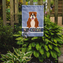 Load image into Gallery viewer, English Bulldog Red White Welcome Garden Flag - Outdoor Decorative Yard Flag BB5701GF