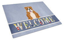Load image into Gallery viewer, English Bulldog Red White Welcome Glass Cutting Boards – Durable, Decorative Kitchen Art Large BB5701LCB
