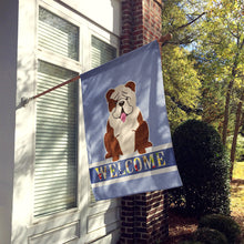 Load image into Gallery viewer, English Bulldog Brindle White Welcome Flag Canvas House Size BB5702CHF