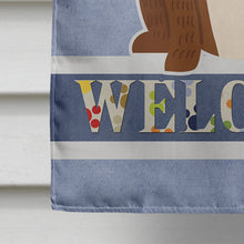 Load image into Gallery viewer, English Bulldog Brindle White Welcome Flag Canvas House Size BB5702CHF