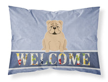 Load image into Gallery viewer, English Bulldog Fawn Welcome Fabric Standard Pillowcase – Artistic Decorative Front, White Back BB5705PILLOWCASE