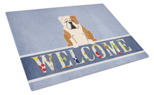 Load image into Gallery viewer, English Bulldog Fawn White Welcome Glass Cutting Boards – Durable, Decorative Kitchen Art Large BB5706LCB