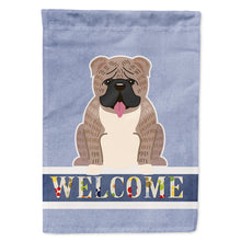 Load image into Gallery viewer, English Bulldog Grey Brindle  Welcome Flag Canvas House Size BB5707CHF