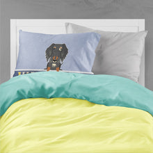 Load image into Gallery viewer, Wire Haired Dachshund Dapple Welcome Fabric Standard Pillowcase – Artistic Decorative Front, White Back BB5709PILLOWCASE