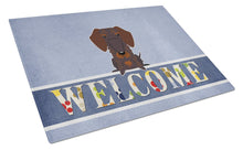 Load image into Gallery viewer, Wire Haired Dachshund Chocolate Welcome Glass Cutting Boards – Durable, Decorative Kitchen Art Large BB5710LCB