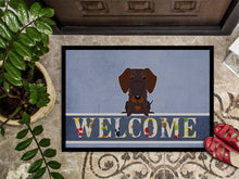 Load image into Gallery viewer, Wire Haired Dachshund Chocolate Welcome Doormat - 18x27 Decorative Floor Mat – Indoor/Outdoor Rug with Artistic Flair BB5710MAT
