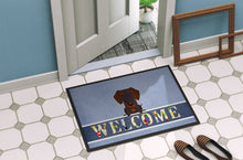 Load image into Gallery viewer, Wire Haired Dachshund Chocolate Welcome Doormat - 18x27 Decorative Floor Mat – Indoor/Outdoor Rug with Artistic Flair BB5710MAT