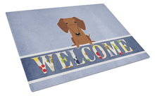 Load image into Gallery viewer, Dachshund Red Brown Welcome Glass Cutting Boards – Durable, Decorative Kitchen Art Large BB5711LCB