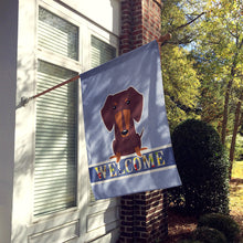 Load image into Gallery viewer, Dachshund Chocolate Welcome Flag Canvas House Size BB5712CHF