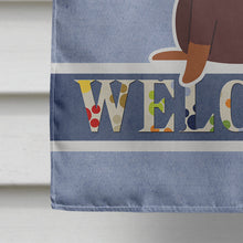 Load image into Gallery viewer, Dachshund Chocolate Welcome Flag Canvas House Size BB5712CHF