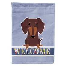 Load image into Gallery viewer, Dachshund Chocolate Welcome Flag Canvas House Size BB5712CHF