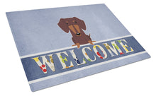 Load image into Gallery viewer, Dachshund Chocolate Welcome Glass Cutting Boards – Durable, Decorative Kitchen Art Large BB5712LCB