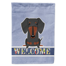 Load image into Gallery viewer, Dachshund Black Tan Welcome Flag Canvas House Size BB5713CHF