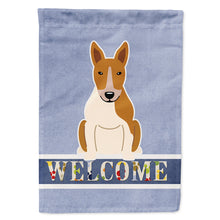 Load image into Gallery viewer, Bull Terrier Red White Welcome Flag Canvas House Size BB5716CHF