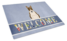 Load image into Gallery viewer, Bull Terrier Dark Brindle Welcome Glass Cutting Boards – Durable, Decorative Kitchen Art Large BB5717LCB