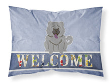 Load image into Gallery viewer, Chow Chow Blue Welcome Fabric Standard Pillowcase – Artistic Decorative Front, White Back BB5720PILLOWCASE