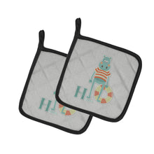 Load image into Gallery viewer, Alphabet H for Hippopotamus Pot Holders - Set of 2 - Heat-Resistant Kitchen Essentials BB5733PTHD