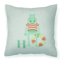 Load image into Gallery viewer, Alphabet H for Hippopotamus Fabric Decorative Pillow BB5733PW1818