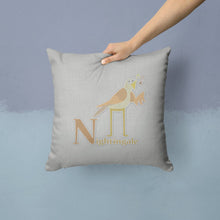 Load image into Gallery viewer, Alphabet N for Nightingale Throw Pillow - 14x14 Decorative Pillow – Art for Your Home &amp; Patio BB5739PW1414