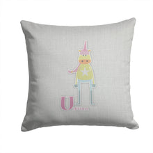 Load image into Gallery viewer, Alphabet U for Unicorn Throw Pillow - 14x14 Decorative Pillow – Art for Your Home &amp; Patio BB5746PW1414