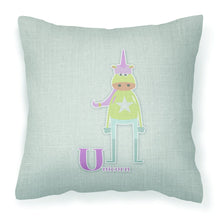 Load image into Gallery viewer, Alphabet U for Unicorn Fabric Decorative Pillow BB5746PW1818