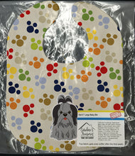 Load image into Gallery viewer, Pawprints Shih Tzu Black Silver Baby Bib BB5918BIB