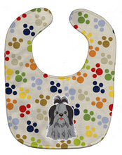 Load image into Gallery viewer, Pawprints Shih Tzu Black Silver Baby Bib BB5918BIB
