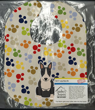 Load image into Gallery viewer, Pawprints Bull Terrier Black White Baby Bib BB5962BIB