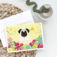 Load image into Gallery viewer, Easter Eggs Pug Cream Greeting Cards -  Blank Note Cards – 8-Pack of Artist-Designed Cards with Envelopes