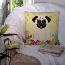 Load image into Gallery viewer, Easter Eggs Pug Cream Throw Pillow - 14x14 Decorative Pillow – Art for Your Home &amp; Patio BB6004PW1414