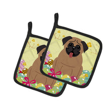 Load image into Gallery viewer, Easter Eggs Pug Brown Pot Holders - Set of 2 - Heat-Resistant Kitchen Essentials BB6005PTHD