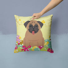 Load image into Gallery viewer, Easter Eggs Pug Brown Throw Pillow - 14x14 Decorative Pillow – Art for Your Home &amp; Patio BB6005PW1414