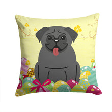Load image into Gallery viewer, Easter Eggs Pug Black Throw Pillow - 14x14 Decorative Pillow – Art for Your Home &amp; Patio BB6006PW1414