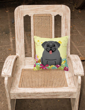Load image into Gallery viewer, Easter Eggs Pug Black Fabric Decorative Pillow BB6006PW1818